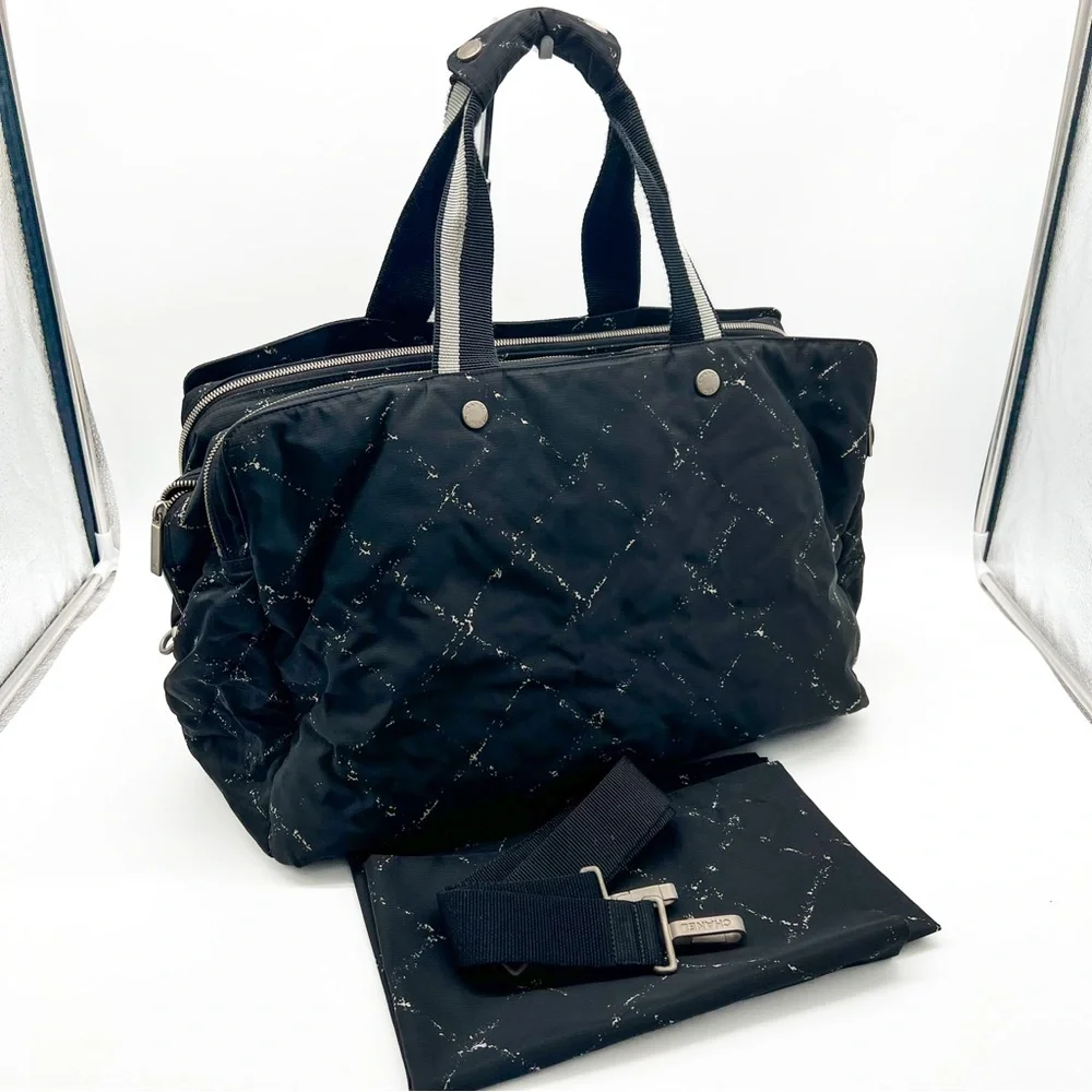 CHANEL Travel Line  Nylon Weekender Travel Bag Black - Picture 2 of 16